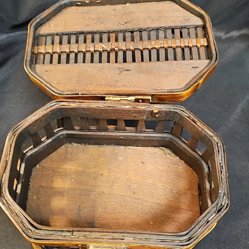 Set of Three Woven Wooden Baskets